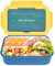 Cooja Bento Lunch Box Microonde Porta Pranzo Ufficio Scuola, 1400ML Portamerenda Ermetico Lunchbox Portapranzo con Scomparti, Schiscetta Pranzo con Posate Integrate Cucchiaio e Forchetta, Blu