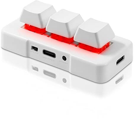 PCsensor Mini teclado inalámbrico USB 2 en 1 de 3 teclas, teclado mecánico para juegos, programa personalizado con RGB LED para juegos, OSU, trabajo de oficina