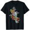 T-Shirt mit Revolver und Rosen T-Shirt