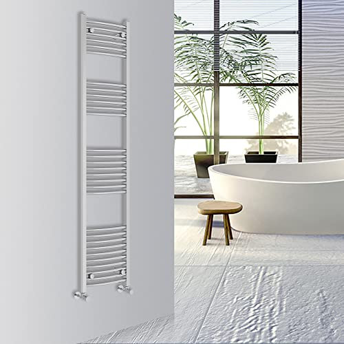 Warmehaus Curved Bathroom Heated Towel Rail Warmer 1800x500mm Chrome