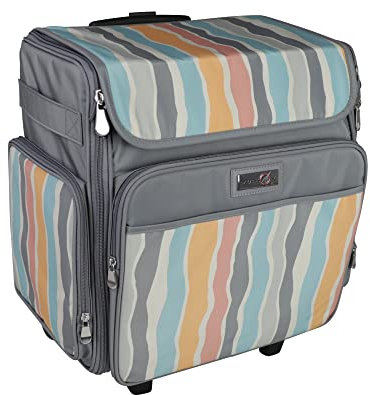 Everything Mary Rolltasche für Bastelarbeiten, graue Streifen, Papierbasteltasche mit Rollen für Sammelalbum und Kunstaufbewahrung, Organizer-Tasche für IRIS-Boxen, Zubehör und Zubehör, für Lehrer und