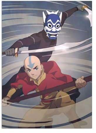 Displate Offiziell Avatar The Last Airbender MetallPoster Magnetische Befestigung Inklusive Lizenziert Bilder Hochwertiges Poster Character Elements - The Blue Spirit 45 cm x 32 cm