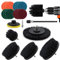 VIBRATITE Bürstenaufsatz Bohrmaschine Set, 20 Stück Bürstenaufsatz Akkuschrauber Bürste Reinigungsbürste Felgenbürste Scrubber Reinigung Kit, Power Scrubber für Bad, Felgen & Polster, Schwarz