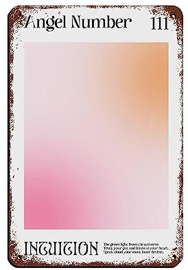 Angel Numbers 111 Kunstposter (18) Retro Poster Metall Blechschild Chic Art Retro Eisen Malerei Bar Menschen Höhle Cafe Familie Garage Poster Wanddekoration 20 x 30 cm