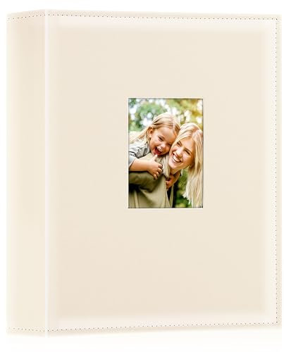 Ywlake Album Fotografico 10x15 400 con Tasche, Cuoio Porta Foto Album Portafoto Verticale Tascabile Tasca Beige
