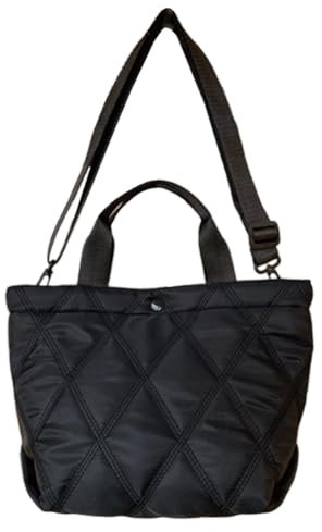 GSenhui Gesteppte Umhängetasche Stepptasche Damen Shopper Flauschige Crossbody Bag Damen mit Reißverschluss Leicht Tote Bag Gesteppte Tragetasche Damen 3 in 1,Schwarz