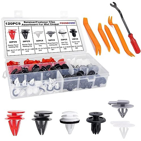 FOUNDCOOL 125 Stk. Radzierblenden Radlauf-Clips Befestigungsclips Spritzschutz Innenverkleidung Türverkleidung Clips Kunststoff Halter Zierleisten Ersatz für Mini Cooper R50 R52 R53 R56
