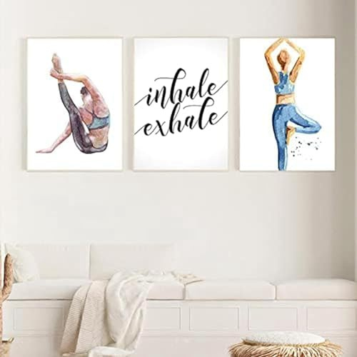 AWKFHF Schwarz Weiß Inhale Exhale Love Minimalist Yoga Frau Leinwand Malerei Bilder Poster Kunstdruck Schlafzimmer Wand Deko(Kein Rahmen) (Minimalist-05,3X50X70CM)