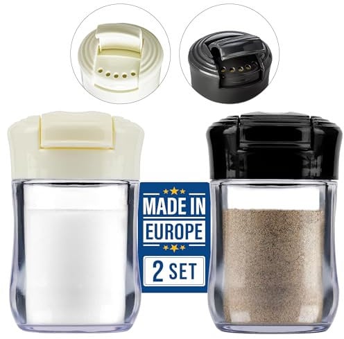 CRYSTALIA Plastique Salieres et Poivrieres Camping, 100% SANS BPA Saliere Camping, Poivrier et Salière Résistants à L'humidité, Salières et Poivrières pour Cuisine et Voyage, Salt and Pepper Shaker