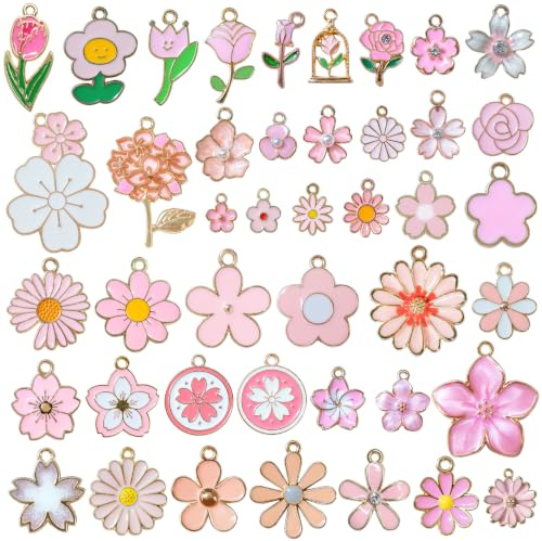 RYXZEN 43 Stile Pendenti con Fiori Smaltati Ciondoli In Lega Smaltata Ciondoli Tema Fiore Ciondolo Fiore Smalto Charm Per Creazione Di Gioielli Collana Braccialetto Fai Da Te Bomboniere Portachiavi