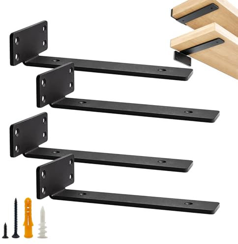 FYting Reggimensola,Reggimensola a Scomparsa,4 Pezzi Staffe per Mensole Pesanti a L Integrate Nascoste , per Piante in Vaso, Casa, Ufficio, Capacità di Carico: 70 kg/154 Libbre (25cm)