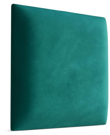 Muralo Wandkissen Gepolstert, Magic Velvet, Wandpolster - 50x50 cm, Türkis | Wandpaneel, ideal als Bettkopfteil oder Lendenkissen - für Schlafzimmer und Wohnzimmer, einfache Anbringung mit Montagekleber