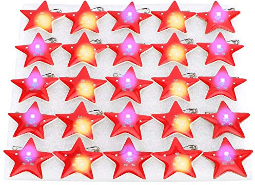 LetCart Weihnachts-Brosche, fünfzackiger Stern, LED-Brosche, Weihnachts-Anstecker, 25 Stück, Kindergeschenk, Partyzubehör, 60_x_180_cm, Kunststoff