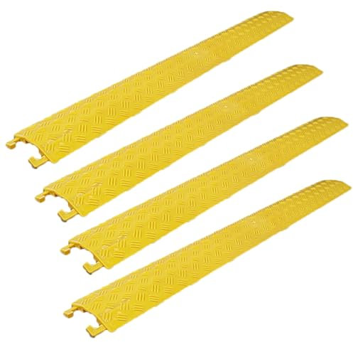 Yqyc 4 Pezzi 2 Canali PVC Passacavo a Pavimento, Rampa Rallentatore Vialetto Tubo Flessibile Cavo Rampa di Protezione, per Nascondere Cavi/Tubi Vialetto e Interno(Yellow,100x10x2cm)