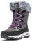 HOBIBEAR Kinder Schneestiefel Wasserdicht Outdoor Warm Kunstfell Gefüttert Winterschuhe Grau，39 EU
