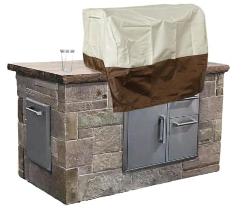 Housse de barbecue intégrée, tissu Oxford 600D robuste et imperméable, 94 cm, idéale pour barbecue extérieur, îlot de cuisine, kaki