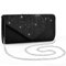 ERKOON Damen-Clutch für den Abend, Abschlussball, formelle Party, Clutch, Hochzeit, Cocktail, Promenade, Schulter mit abnehmbarem Riemen, Schwarz mit Diamanten, ONE SIZE