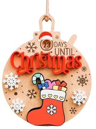 Rotierender Weihnachts-Countdown-Kalender, Schiebe-Weihnachtsschmuck, Weihnachtsmann-Weihnachtskalender, Weihnachtsmann-Countdown, Weihnachtsbaum-Countdown, drehbarer hölzerner Weihnachtskalender für