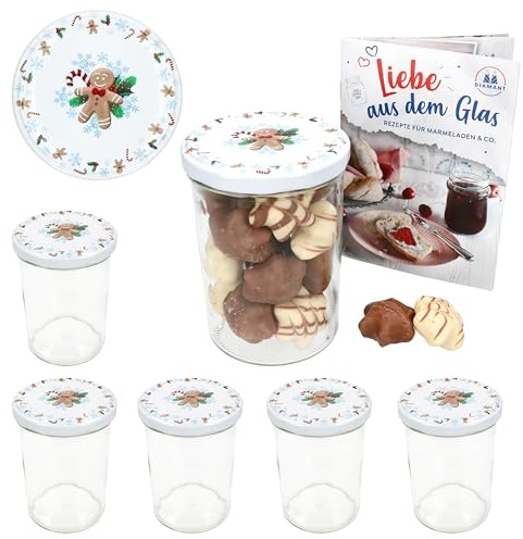 MamboCat 6er Set Sturzglas 435 ml mit Twist-Off-Deckel Candyman eisblau I Einmachgläser + TO 82 Deckel + GRATIS Heft I Vorratsgläser einkochen & konservieren
