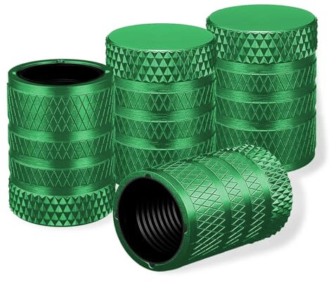 Reifenventilkappe, universal, eloxiertes Aluminium, grün, für SUV, Autos, Fahrräder, Motorräder, LKWs, 4 Stück