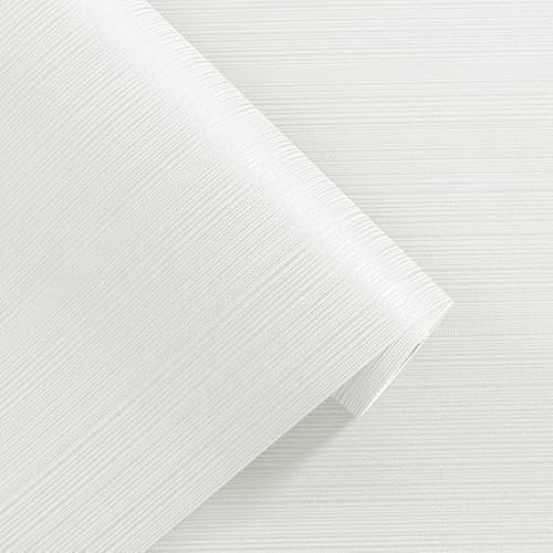 Snewvie White Plain Fine Stripes Beige Wallpaper Textured Thick Wallpapers Stripes Design for Living Room Bedroom TV Background Dining Room Lounge Hallway