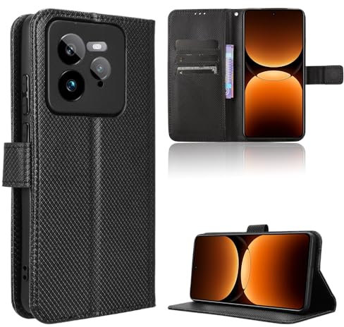 Rojeuinn Cover per Realme GT 7 pro 5G custodie,Premium Portafoglio Magnetica Flip Case,Custodia con fibra di carbonio-Nero