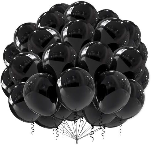 Luftballons Schwarz,100 Stück 12 Zoll Schwarze Latex Ballons,Geburtstagsdeko Schwarz für Geburtstag Hochzeit Abschlussfeier Babyparty Jubiläums Party Dekorationen