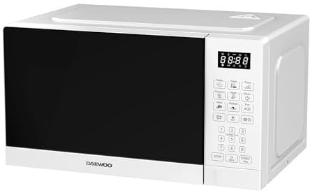 Daewoo, forno a microonde, 20 litri, griglia, 700 W, 8 programmi, 5 livelli di potenza, pannello digitale, colore bianco