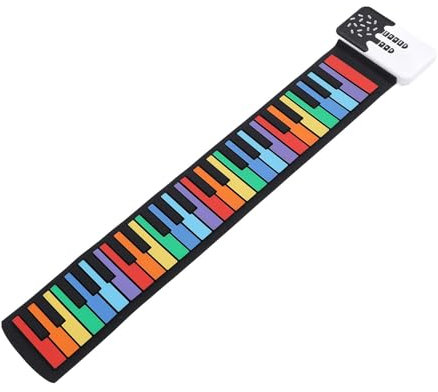 Piano Enrollable, 49 Teclas, Piano Electrónico Portátil Colorido para Principiantes, Teclado de Piano de Música Digital Enrollado a Mano, Flexible y Plegable con Altavoz para Uso