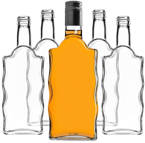 KADAX Glasflaschen 500ml, 10 Stück, leere Flaschen mit Schraubverschluss, kleine Likörflaschen zum Befüllen, Weinflaschen aus Glas, Dekoflaschen (Schwarz, Lang)