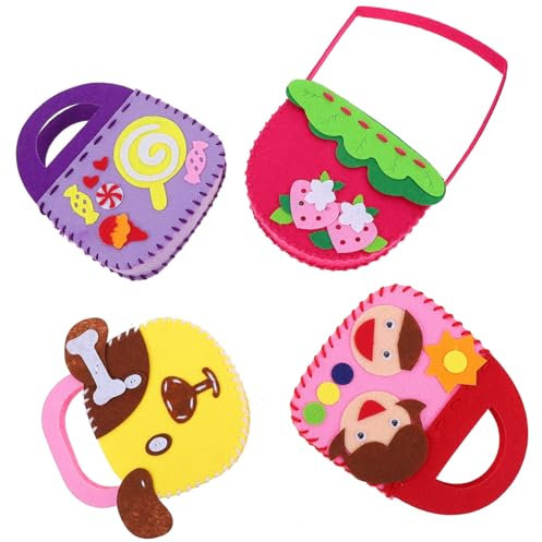 IMIKEYA 8 Sets Kinderhandtasche Zum Nähen Filztier Für Basteln Für Mädchen Nähtasche Basteln Für Nählernset Für Kindertaschen Kinderstoffset Spielzeugsets Zum Herstellen Von
