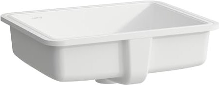 Laufen Savoy lavabo encastrado, instalación desde abajo, sin agujero para grifo, con rebosadero, parte inferior pulida, rectangular, 500x395mm, H8189487571091, Color: blanco mate