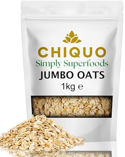 Chiquo Jumbo Oats 1kg | Hearty High-Fibre Wholegrain | Vegan Friendly, No Added Sugar or Preservatives | GMO Free | Ideal for Porridge, Overnight Oats & Baking