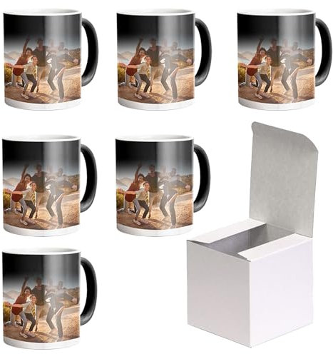 AL PRODUCTION Juego de 6 tazas de sublimación con caja, tazas blancas de 330 ml de cerámica para café, té, leche, apto para impresión por sublimación (mágica, 6 unidades)