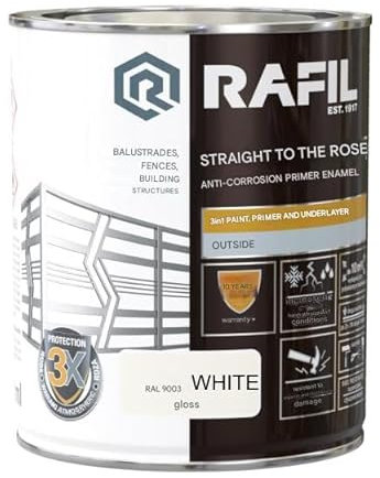 TRANS - PAL Direct-to-Rust Metal Paint, 3-in-1 Anti-Corrosion Primer Enamel, 750ml, for Outdoor Gates, Fences, Railings (Gloss White)