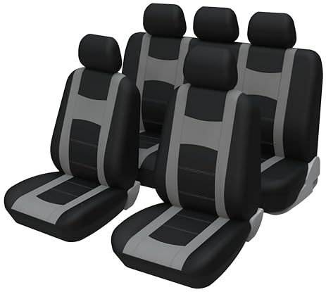Sitzbezüge Schonbezug für Seat Alhambra Altea Arona Arosaf Ateca Cordoba Exeo Ibiza Inca Leon Toledo Für Suzuki Alto Baleno Vitara Ignis Liana S-Cross Samurai Swift Sx4 Vitara Wagon Jimny (Grau)