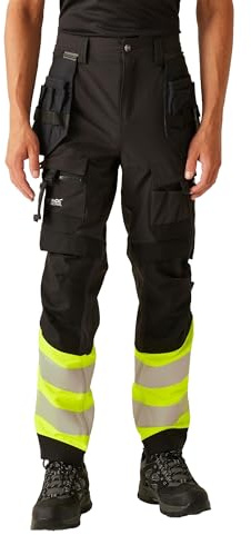 Regatta Professional Unisex Adult High-Vis Work Trousers (32S) (Black/Yellow)