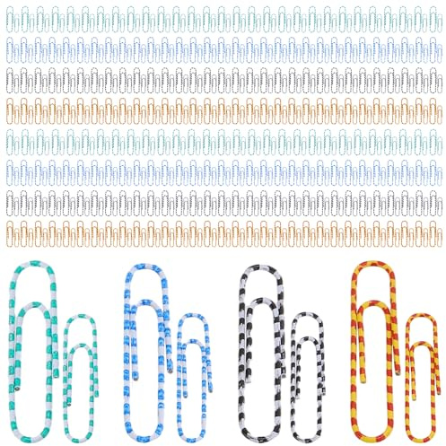 500 Stk Büroklammern,32mm und 50mm,Metall Clips für Büro,Schule Dokumente | Büroklammern Bunt in WeißGrün/WeißBlau/WeißSchwarz/RotGelb