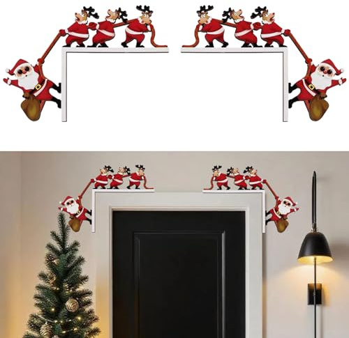 YDUNARISE 2 Stücke Türrahmen Deko Weihnachten,Creative Holz Türdeko,Lustige Türschmuck Weihnachts,für Wände und Fenster Weihnachtsdeko Tür (Weihnachtsmann)