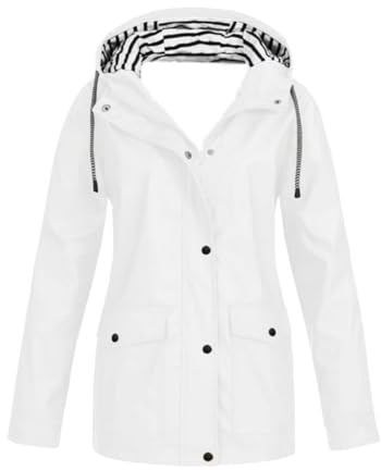 Veste de pluie légère pour femme, imperméable et coupe-vent à capuche avec poches