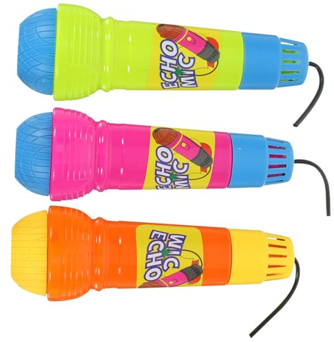 GALPADA 3Pcs Plastic Echo Microphone for Lightweight Stage Performance Props Creative Singing Plaything for Boys and Indoor Outdoor Use Random Color