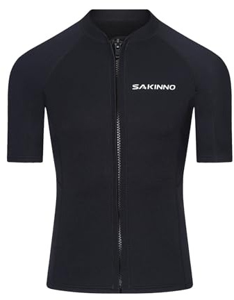 TSSOE Combinaison Néoprène Homme 2mm Veste Manches Courtes Zip Devant Tenue Plongée Snorkeling Surf Sports Aquatiques #S-4XL Noir 4XL