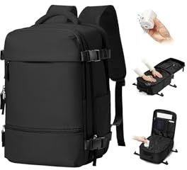 BJLFS Vakuum Rucksack Handgepäck mit Pumpe Ryanair Handgepäck 40x30x20 Vakuum Reiserucksack Damen Groß Airbag Rucksack mit Vakuumpumpe Laptop Rucksack 16 zoll Herren Carry on Luggage
