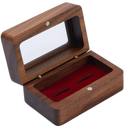 DICOSMETIC Caja de gemelos de madera, caja de regalo para gemelos vintage, estuche de almacenamiento con ventana para organizar joyas para aniversario y ceremonia