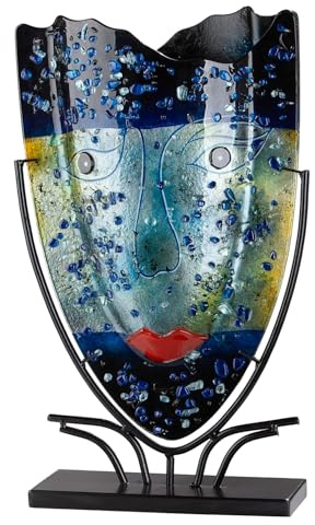 Glas Art Bodenvase Magic aus Glas - oval - blau - Höhe 49cm x Breite 30cm - Nicht wasserdicht - handbemalt