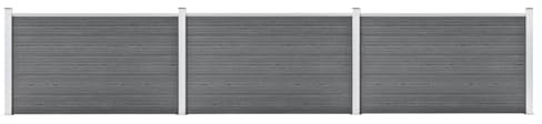 Xhnifbn WPC Gartenzaun Set 526x106 cm Anthrazit Holzoptik mit Aluminiumpfosten Staketenzaun wetterfest Sichtschutz für Haus Garten Terrasse und Balkon