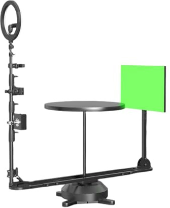 Motorized Photo Booth, Photography Turntable, 360° Panoramic Photography Platform with Backdrop, Adjustable Shooting Angle,Supports Up to 110lbs