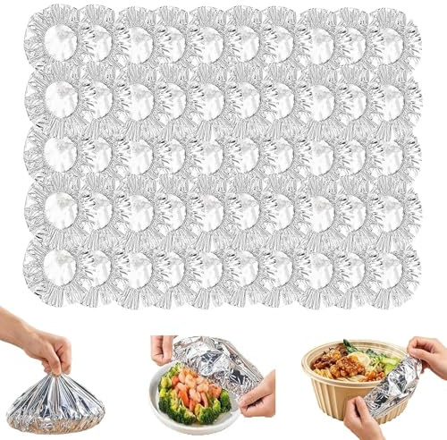 alu isolierhaube speisen，alu isolierhaube,alufolie abdeckung,alufolie isolierhaube,Aluminium Foil Sheets for Food,50/100 stück Reusable Cling Film - Heat Resistant Covers,For Keeping Kitchen(50pcs)
