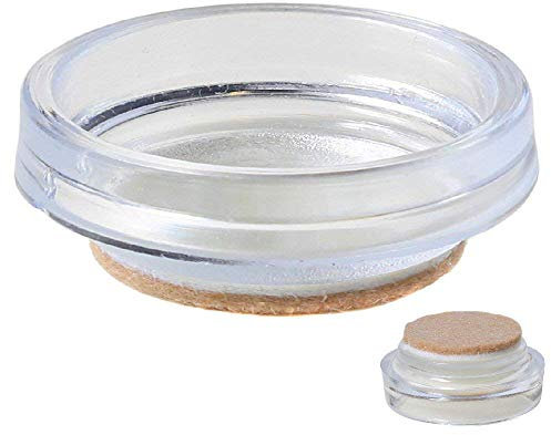 Merriway® BH00156 (4 Pcs) Castor Caster Cups with Felt Pad, Small Clear Outer Dimension 54 mm (2.1/8 inch) - Pack of 4 Pieces