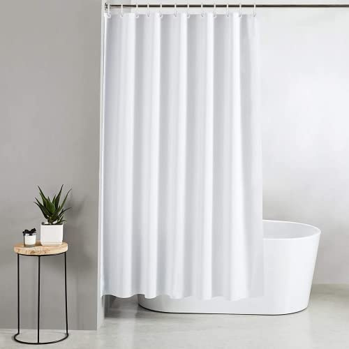 Blue Canyon Extra Long Shower Curtains | 100% Polyester Shower Curtain | Anti-Bacterial Surface Treatment | Water Repellent| Weighted Hem | 180 X 200cm | 12 Reinforced Eyelets with Hooks (White)
